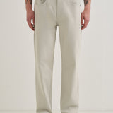 Calças de Algodão Off-White com Cintura Semi-Elástica