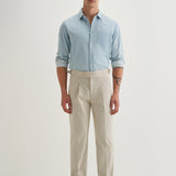 Calças Gurkha Plissadas em Veludo Off-White