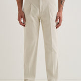 Calças Gurkha Plissadas em Veludo Off-White