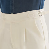 Calças Plissadas Gurkha na Cor Off-White