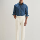 Calças Plissadas Gurkha na Cor Off-White