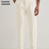 Calças Plissadas Gurkha na Cor Off-White