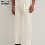 Calças Plissadas Gurkha na Cor Off-White