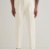 Calças Plissadas Gurkha na Cor Off-White