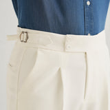 Calças Plissadas Gurkha na Cor Off-White