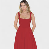 Maribel - Midi Dress with Square Neckline