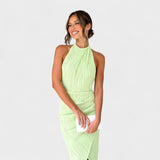 Camila - Vestido Longo com Detalhes Plissados
