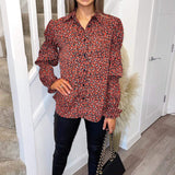 Blusa Floral Vermelha com Mangas Bufantes