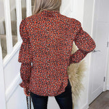 Blusa Floral Vermelha com Mangas Bufantes