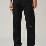 Jeans Pretos Estilo Desgastado com Corte Slim