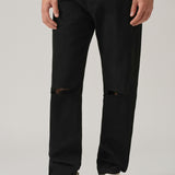 Jeans Pretos Estilo Desgastado com Corte Slim