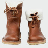 Botins impermeáveis de couro com forro de lã