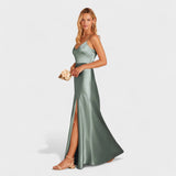 Lúcia - Elegante vestido longo de cetim
