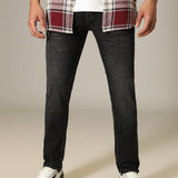 Calça Jeans Slim Fit Preta com Efeito Fumê