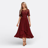 Robe Mariana en Dentelle à Manches Courtes