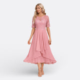 Robe Mariana en Dentelle à Manches Courtes