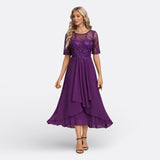 Robe Mariana en Dentelle à Manches Courtes