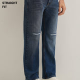 Desgastados Azul Pedra - Jeans de Corte Recto