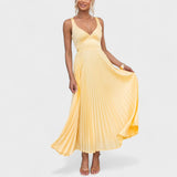 Abia - Maxi Vestido Plissado Amarelo