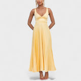 Abia - Maxi Vestido Plissado Amarelo