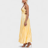 Abia - Maxi Vestido Plissado Amarelo