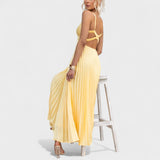Abia - Maxi Vestido Plissado Amarelo