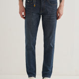 Jeans Slim Fit Azuis Lavados com Comprimento Ankle