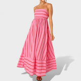 Isabel - Vestido Longo com Estampa Listrada