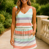 Gema - Vestido Mini com Estampa Listrada