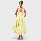 Halina - Vestido Midi com Detalhes de Cintura de Corset