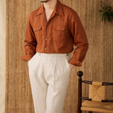 Camisa Longa em Linho e Algodão 'Wineyard'