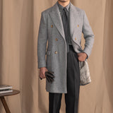 Palton Vintage de Lã com Estampa Herringbone Polo Palazzo