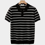 Polo Texturizado com Listras Pretas