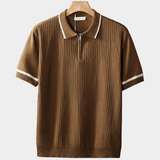 Pullover com zíper e detalhes em tons de caramelo contrastantes