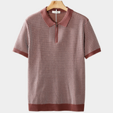 Camisa Polo Rosa com Estampa Geométrica