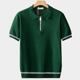 Camiseta com zíper texturizado em zigzag verde