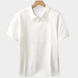 Camisa Polo Branca Listrada, Sem Botões