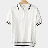 Camisa Polo Branca com Fecho Texturizado