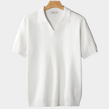 Camisa Polo Canellada com Gola Branca