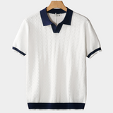 Camisa Polo Branca com Textura em Destaque
