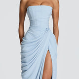 Adriana - Vestido Longo com Drapê e Decote