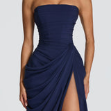 Adriana - Vestido Longo com Drapê e Decote