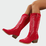 Bota Ocidental Elegante com Bordados