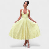 Halina - Vestido Midi com Detalhes de Cintura de Corset