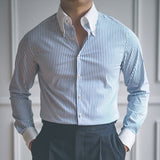 Camisa Slim Fit para Negócios com Estampa Listrada