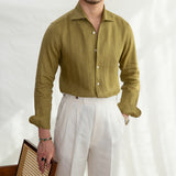 Camisa de Linho Portofino com Mangas Longas e Colarinho Elegante