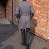 Palton de lã com estampa herringbone e cinto Milano.