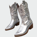 Botines de cowboy con acabado metálico