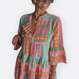 Madalena - Vestido Boho com Babados e Corte Fluido