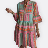 Madalena - Vestido Boho com Babados e Corte Fluido